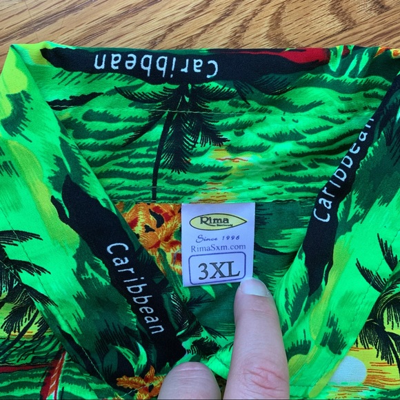 Rima Hawaiian Shirt Caribbean Floral Palm Trees Islands tropic Colorful 3 XL - Picture 4 of 7